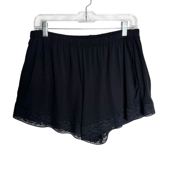 Tommy John Second Skin Lounge PJ Shorts with Pockets and Lace Trim Black Size L - Picture 2 of 10